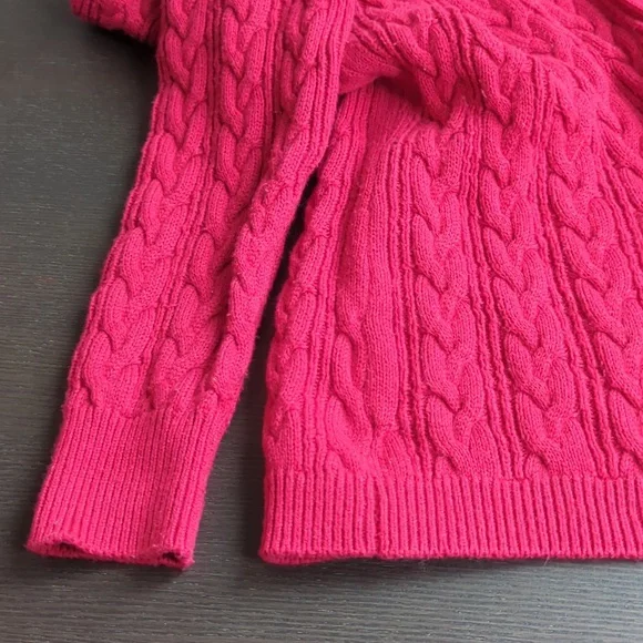 Sezane Style Raspberry Red Cable Knit Cardigan M - Picture 3 of 4